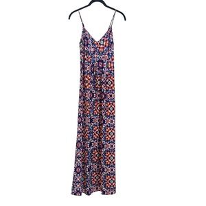 Yumi Kim Vibrant Multicolor Floral Silk Maxi Slip Dress  Side Slit Size XS